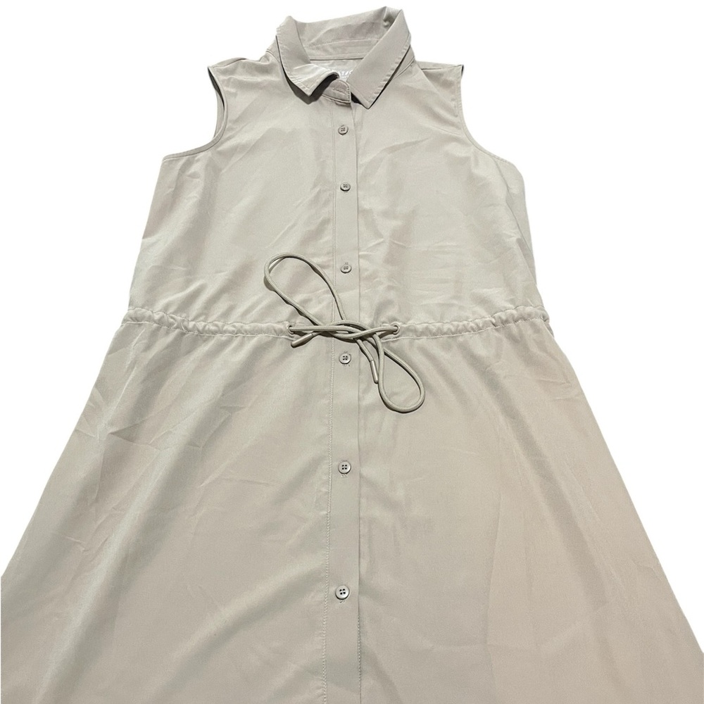 Recreation By Thread & Supply Women’s Beige Midi Sleeveless Drawstring Dress